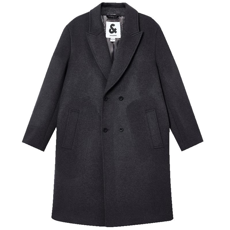 Jack & Jones Men's Wool Blend Double-Breasted Overcoat