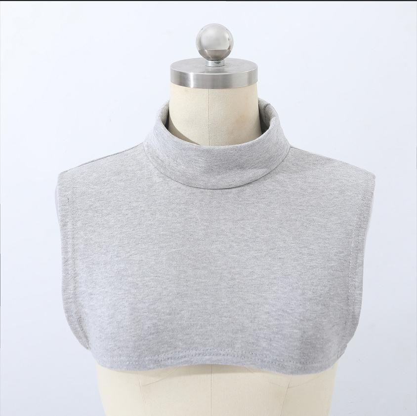 

Зимняя хлопковая трикотажная водолазка для взрослых унисекс с искусственным воротником и свитером, защищающим от завязывания, теплый шарф-пуловер светло-серый