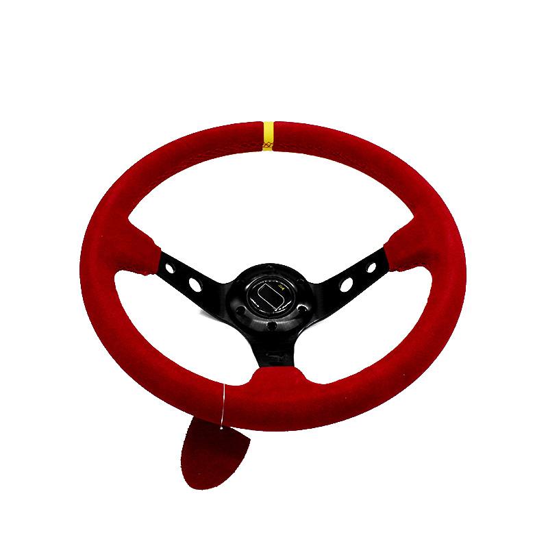 14 Inch 350mm Racing Drift Steering Wheel Suede Leather Deep  Steering Wheel красный