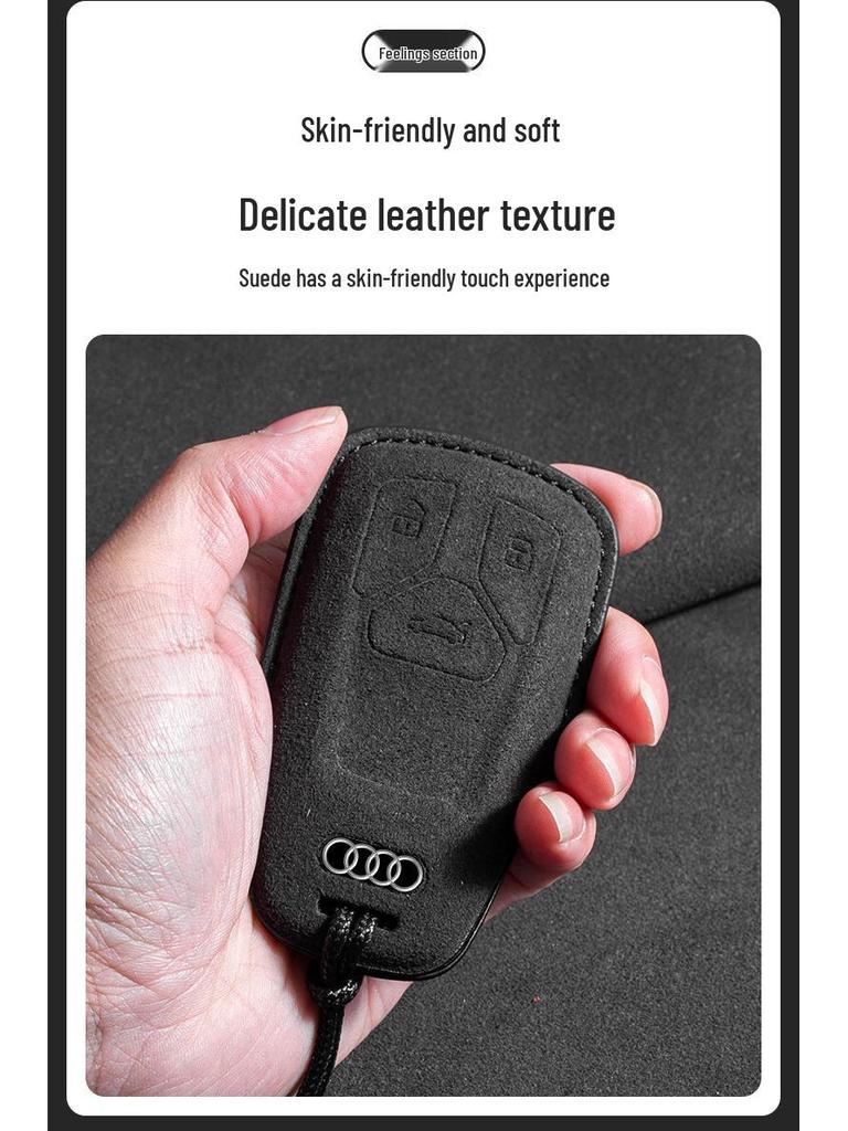 Mercedes Key Case with Alcantara, Compatible with E-Class, S-Class, C-Class, B-Class, GLC, GLB—Full Coverage Protection