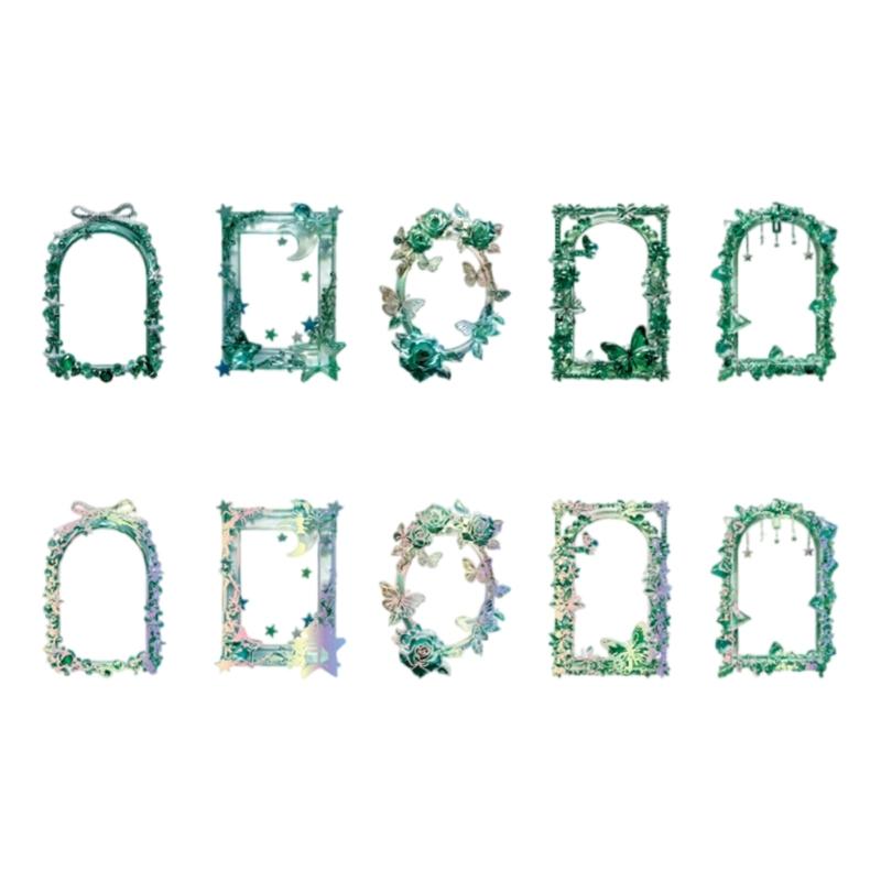 10 Sheets Border Sticker Crystal Museums Series Sticker Decorative Sticker Aesthetic Sticker Scrapbooking Supplies