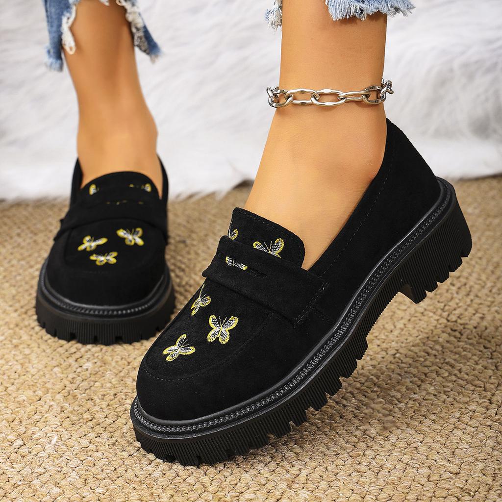 Fashion Women Casual Shoes Autumn Fashion Chunky Heels Loafers Platform Round Toe Slip on Sneakers Women Outdoor Elegant Shoes for Women