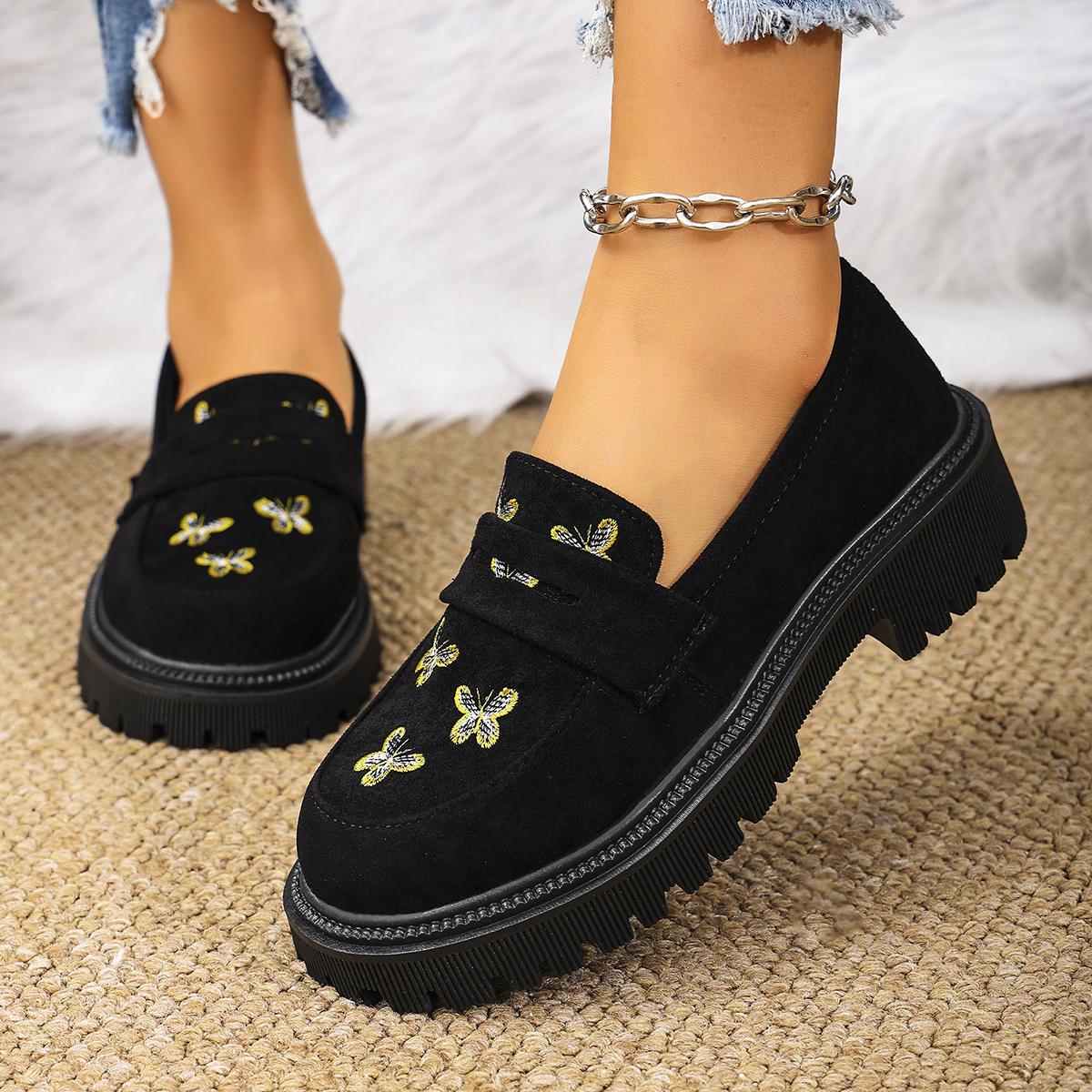 

Женская повседневная обувь осенняя обувь на массивном каблуке лоферы платформа круглый носок слипоны кроссовки женская уличная элегантная обувь для женщин 35 чёрный