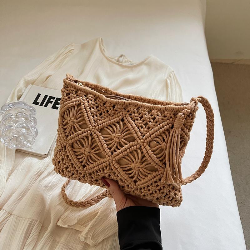Geantă de vânt boemă pentru femei, geantă țesută pentru telefon mobil, geantă de umăr pentru plajă, pentru vacanța la malul mării