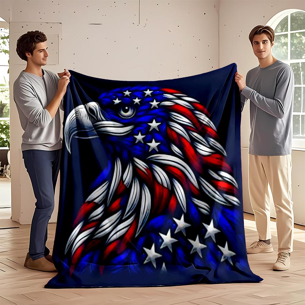 Patriotic Eagle in Stars and Stripes Design Flannel blanket for bedroom, living room, sofa, and nap sofas