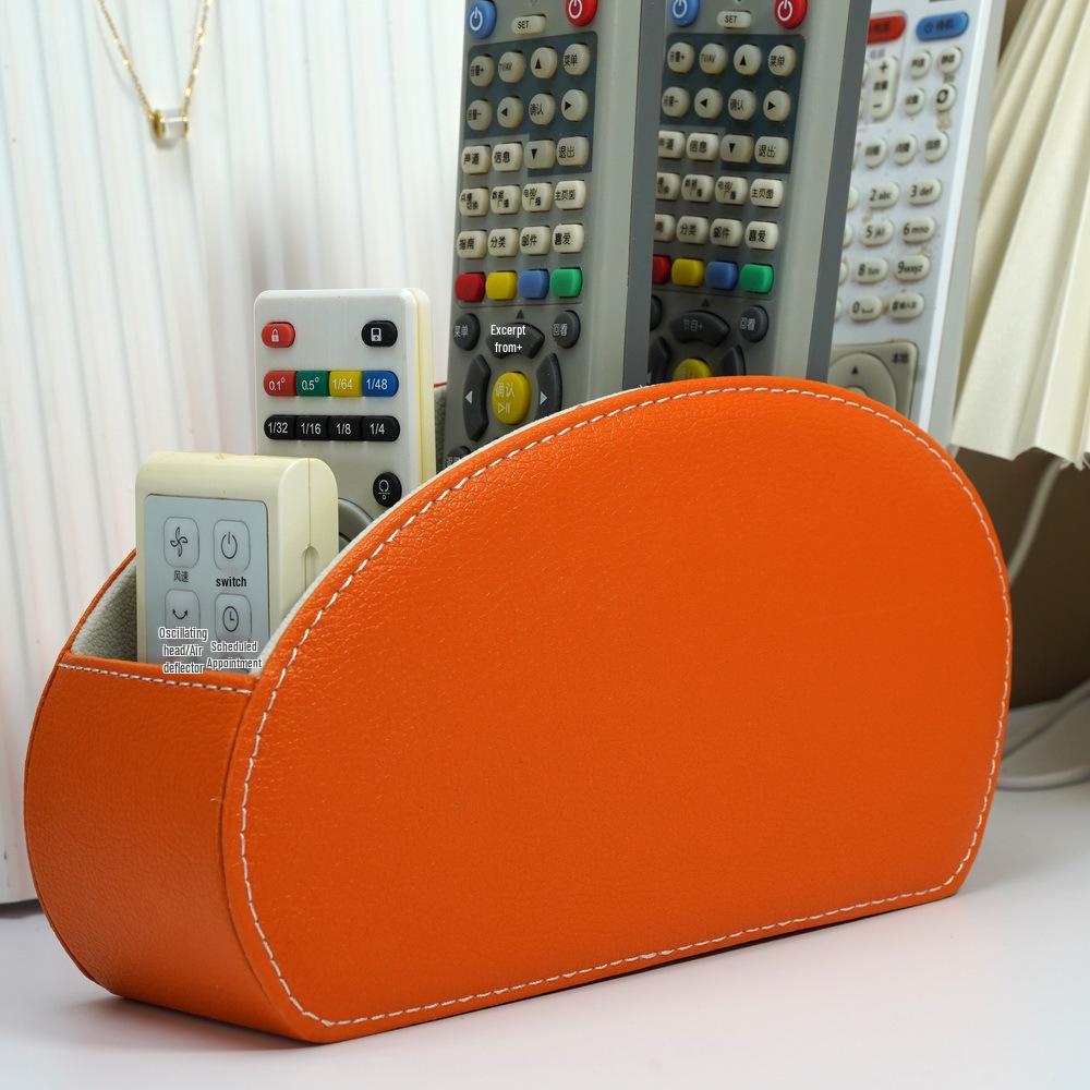 Multi-Functional Leather Storage Box for Remotes, Stationery, and Makeup Brushes