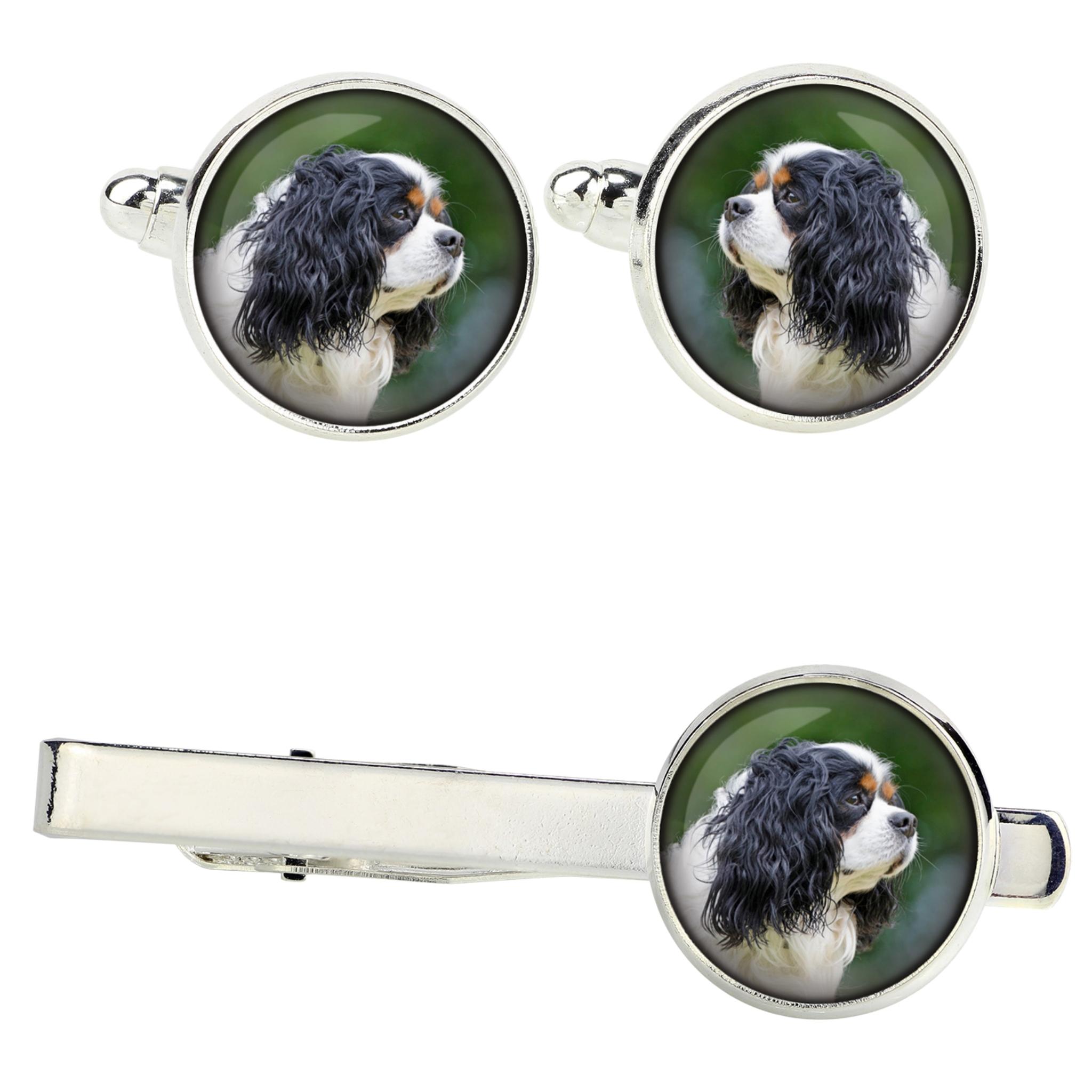

Cavalier King Charles Spaniel - cufflinks and tie with your photo, a suit decoration, men s jewelry from the Art-Dog brand. срібний