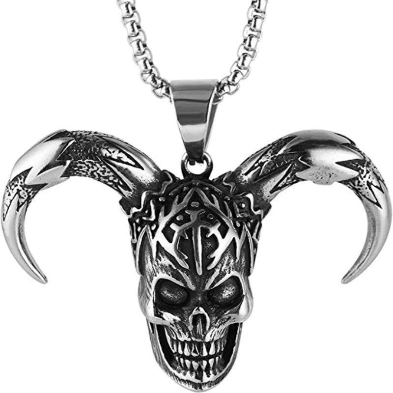 Fashion Accessories Trendy Men's Hip Hop Joker Skull Titanium Steel Necklace Pendant