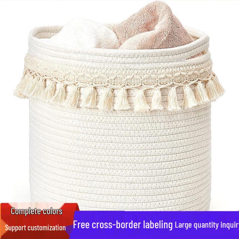 Handmade Woven Cotton Rope Storage Basket for Household Items