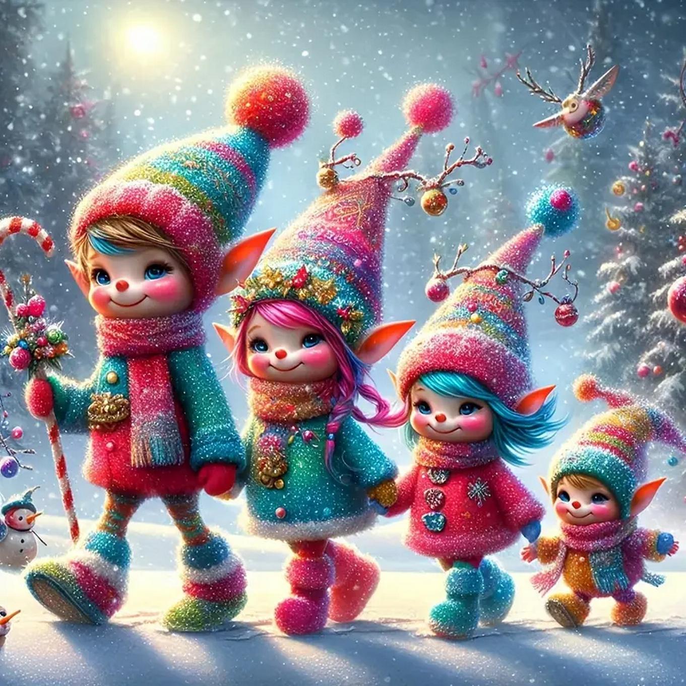 

DIY Полная круглая алмазная картина вышивка крестом Счастливого Рождества Санта-Клаус Снеговик Домашнее украшение Искусство Алмазная живопись 5d Алмазная художественная живопись Full Round 40X42.5CM