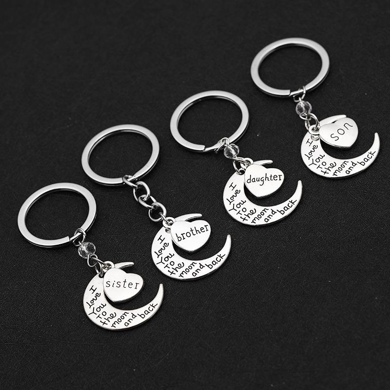 1pcs Grandpa/Son I Love you to the moon and back Key Ring Keyring Xmas Gift Silver