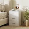 Nightstand with 3 Drawers, Side Chest of Drawers for Bedroom, MDF, White