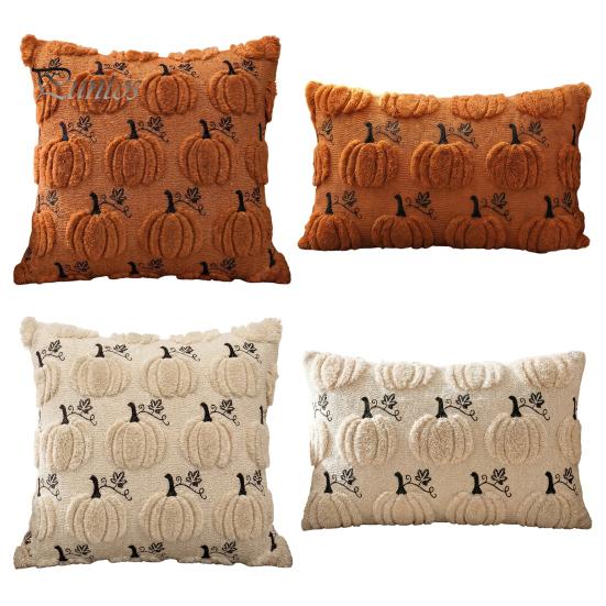 Decorative Throw Pillow Covers Thanksgiving Pumpkin Cushion Cover, Plush Embroidered Cozy Bedroom Cover Soft Case for Farmhouse Home Autumn