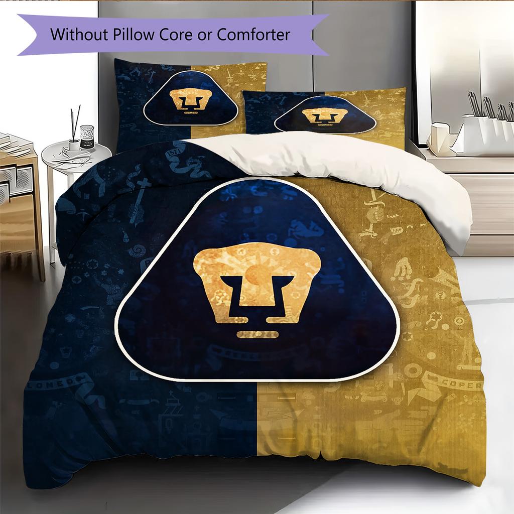 Pumas Football Team Pattern Bedding Quilt Set Home Decoration Gift (1 * duvet cover + 2 * pillowcase without core)