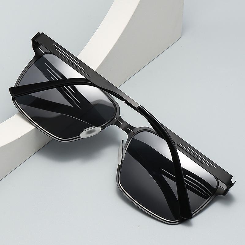 Men's Polarized Stainless Steel Square Sunglasses - Classic Retro Outdoor Driving, Fishing, and Cycling Glasses