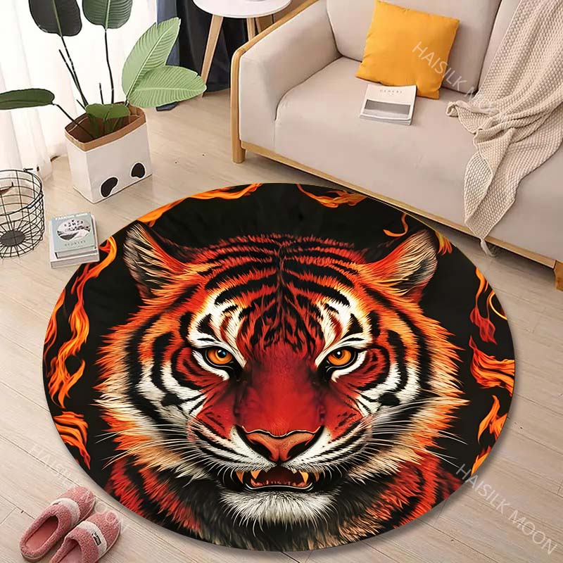 Multiple sizes ferocious animals Tiger head Print Round Carpet Living Room Bedroom Table Chair Sofa Decorative Carpet