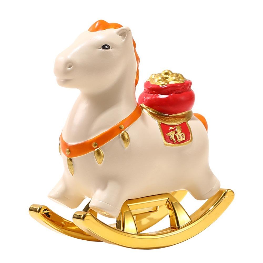 

Mini Rocking Horse Desk Decoration with Blessing Word Horse Mascot Statue Office