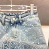 ZZ Shiny Diamond A-Line High-Waisted Denim Skirt for Women - Summer 2025 Edition