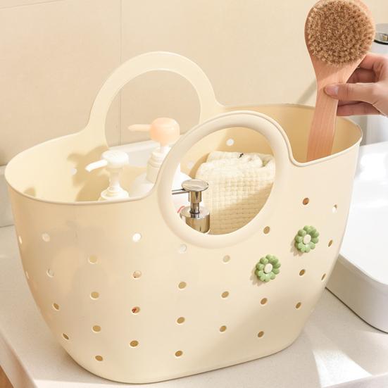 Handheld Basket Portable Bathroom Shower Tote Caddy with Handles Hollowed Out Storage Basket Tote for Home Bedroom College Dorm