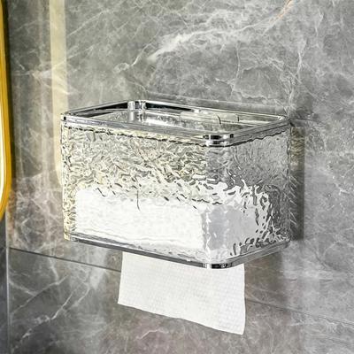 Tissue Box Wall-mounted Sealed Design Dispenser Waterproof Dustproof Paper Towel Holder Transparent Strong Adhesive Container for Bathroom