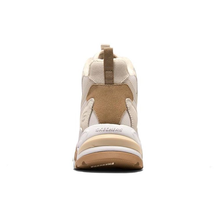 Skechers Stamina Mecha Shoes II Mesh Synthetic Leather Fashion Versatile High-Top Lifestyle Casual Shoes Women Sneaker Brown White 167587-WTP