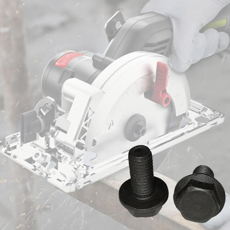 10Pcs Miter Sawing Cutter Bolt Left Hand Thread Hex Head Flanges For Cutting Machine Tool Part Black Sawing Cutter Screw Bolt