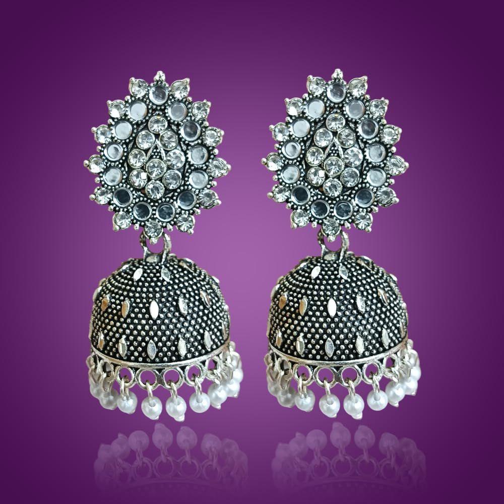 Silver Earrings for Women, Jewellery Set for Women Jhumka, Studs, Rose Gold,White Earrings, Golden Pearl, Traditional Jewellery