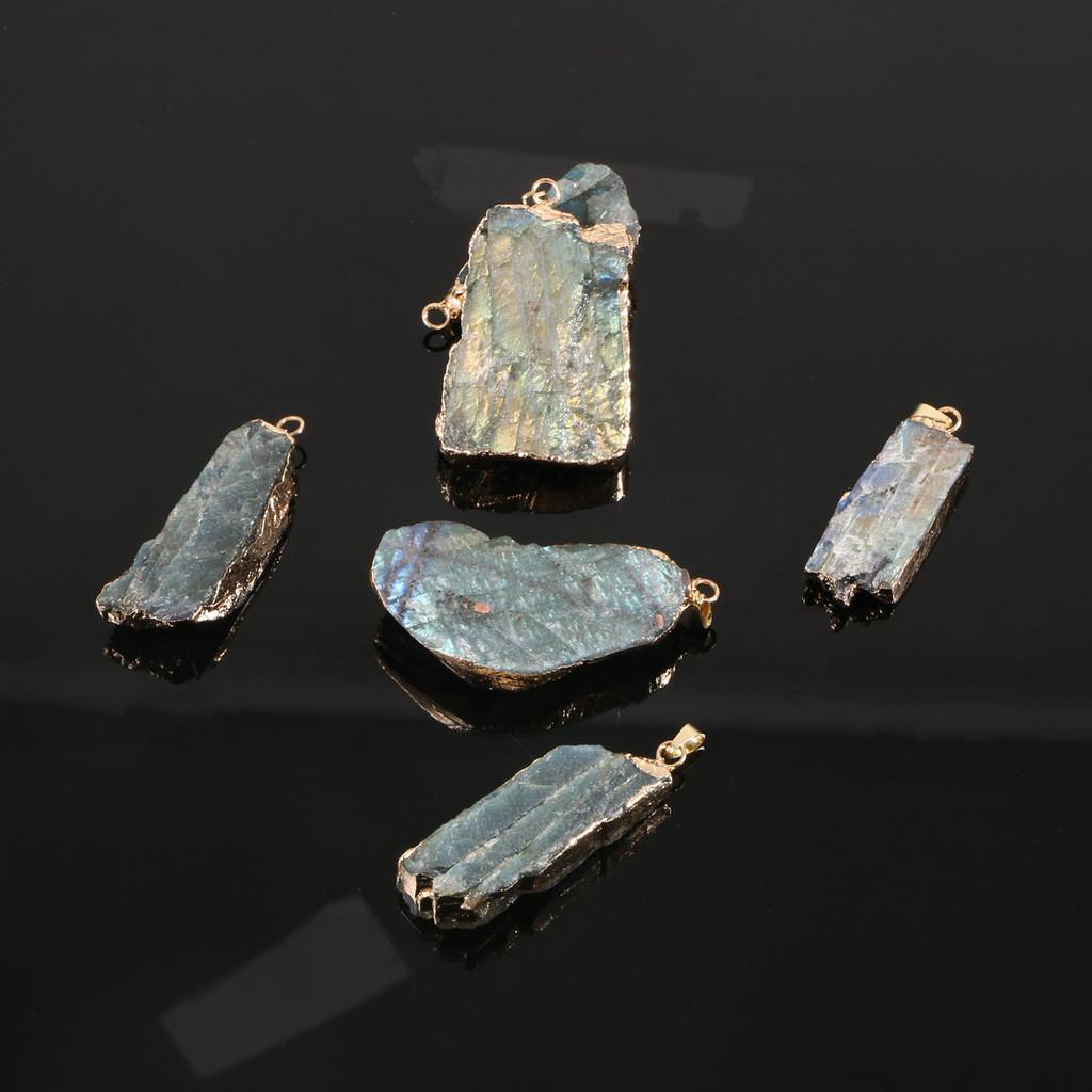 Natural Stone Raw Crystal Pendant With Electroplated Edging For Jewelry Enthusiasts