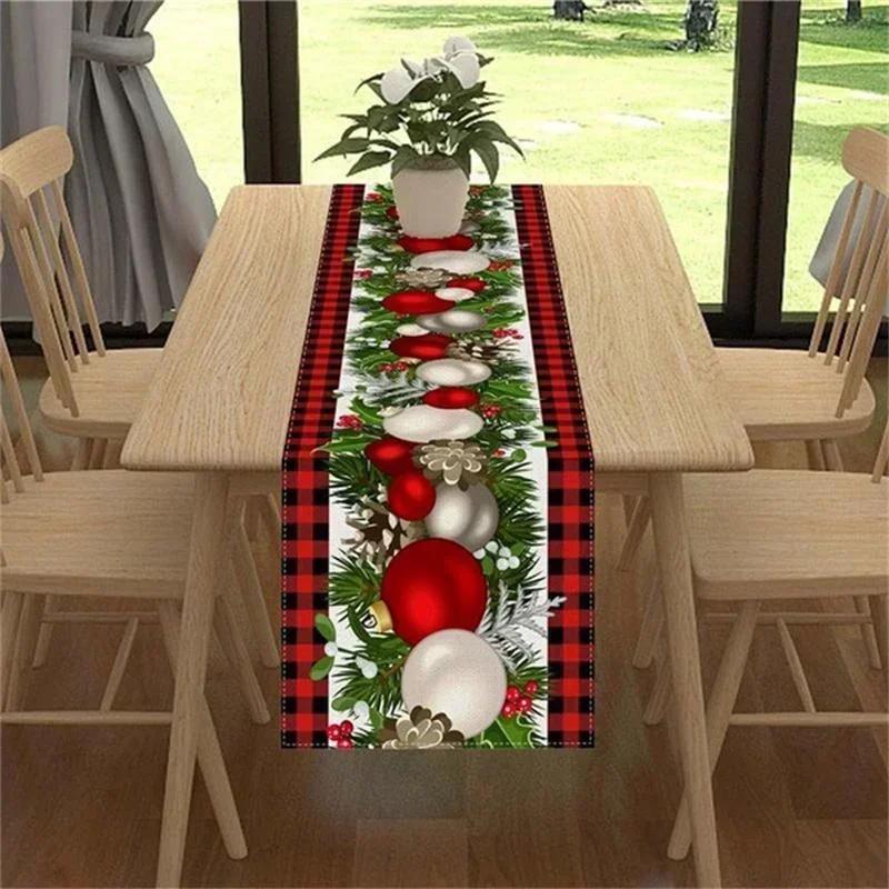 2023 Christmas Table Runner Cloth Merry Christmas Decoration for Home Tablecloth Xmas Cristmas Ornament Navidad New Year 2024