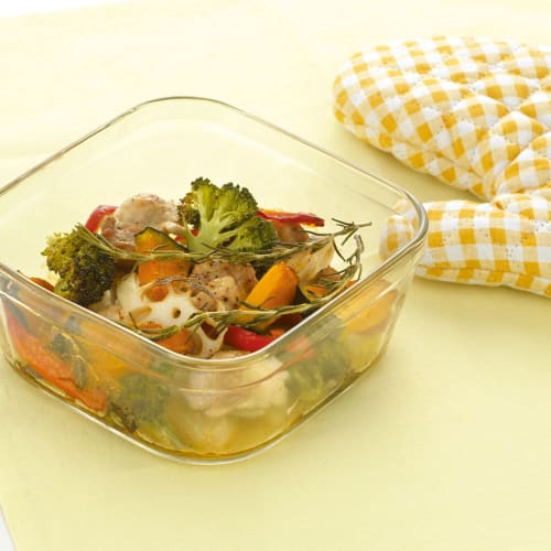 Iwaki Pack & Microwave Storage Container, Shallow, Large, 1.2L, White, Freezer-Safe, Oven-Safe, N3248-W