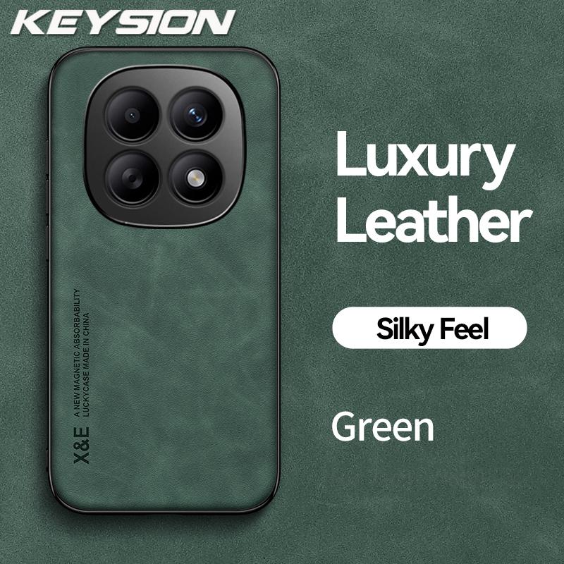 KEYSION Luxury Retro PU Leather Phone Case for Redmi Note 15 Pro + 5G Silicone+PC Shockproof Phone Cover for Redmi Note 15 4G 5G