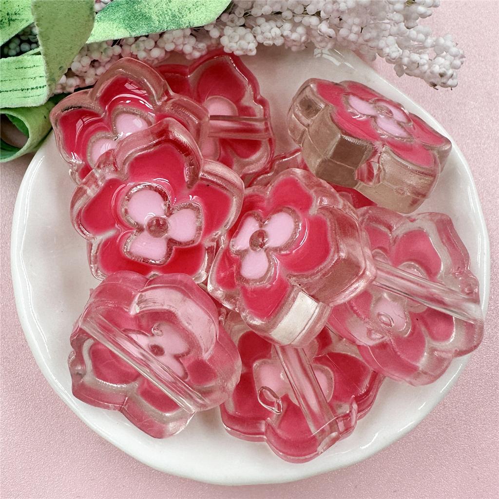 10Pcs Creative Making Loose Beads Bracelet Acrylic Material DIY Jewelry Accessories Flower Earrings Bicolor 23.1*24.5mm Handmade