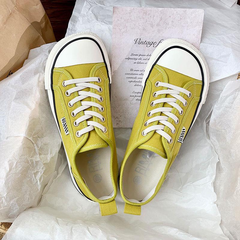 Spring new simple canvas shoes female students versatile ugly cute thick baseplate shoes big head women's shoes