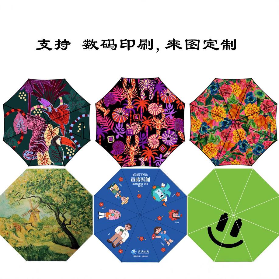 8 bone uv automatic advertising umbrella custom unisex vinyl sunscreen weather and rain advertising umbrella wholesale can be printed LG
