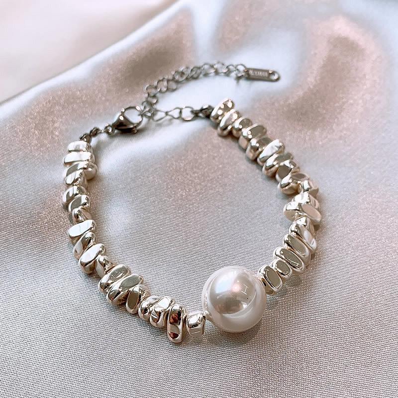 A Few Taels Of Broken Silver Imitation Pearl Geometric Irregular Chain Necklace Mori Fashion Temperament Collarbone Chain Simple Item Decoration