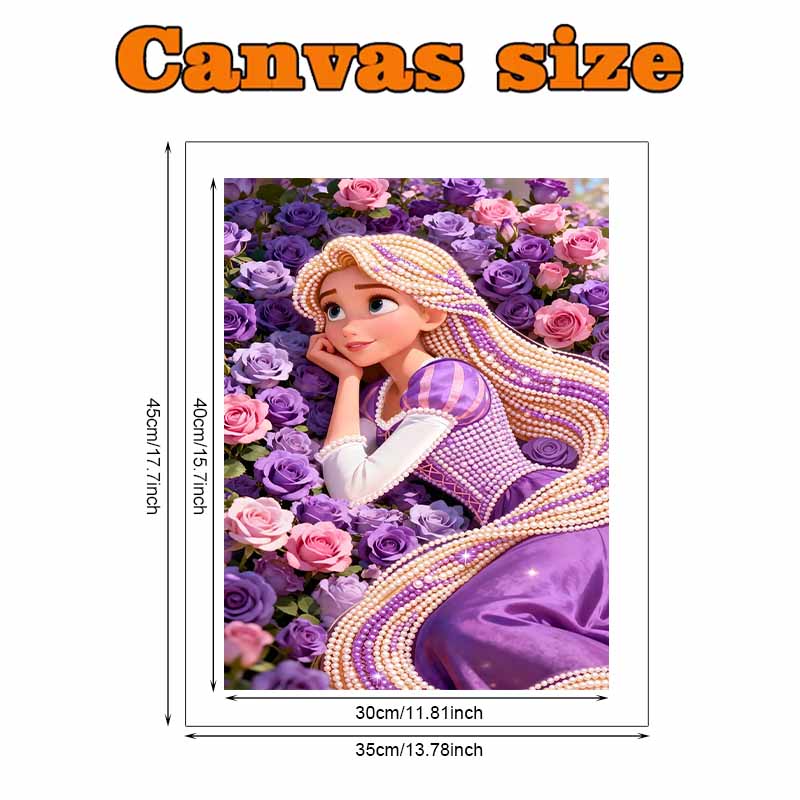 Disney Pearl Painting 5D Rapunzel Floral Rose Princess Pearl Gemstone Art Diamond Painting Kit for Adults Beginners Gift Ideas Home Decor