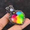 Rainbow Solar Quartz Druzy Copper Wire Wrapped Jewelry Rainbow Moonstone Pendant Copper Gemstone Pendant Handmade Wire Jewelry Gift For Her