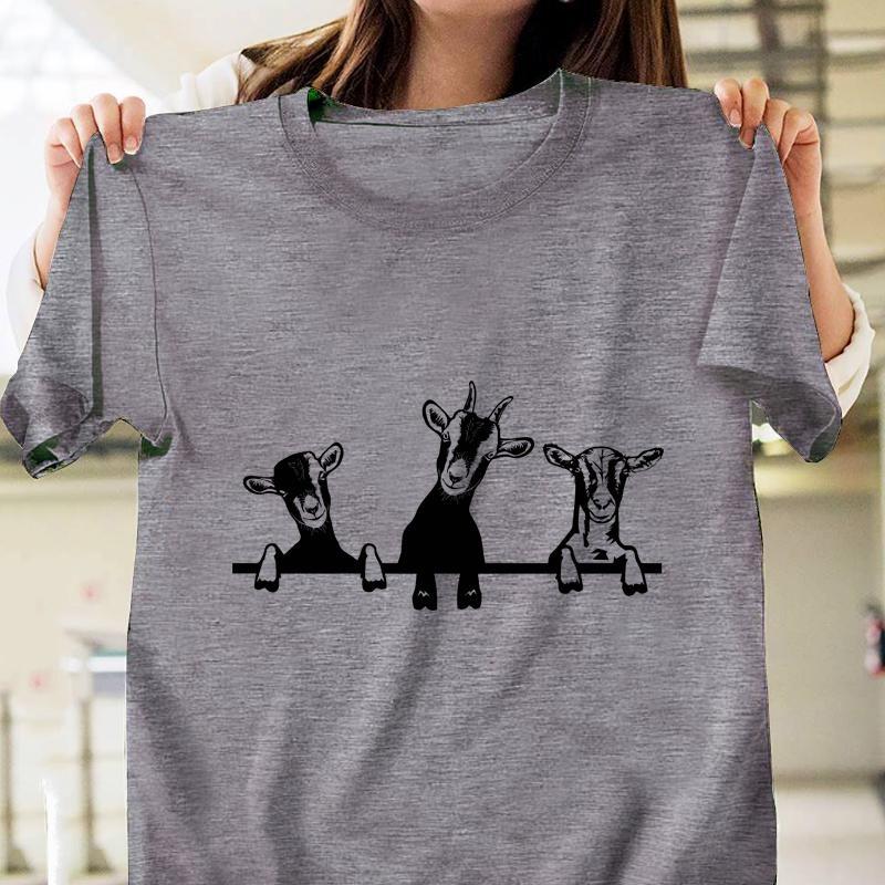 Funny Sheep Pattern Printed T-Shirt Fashion Funny Casual Loose Sheep Round Neck Short Sleeve Shirt Cute Sheep T-Shirt