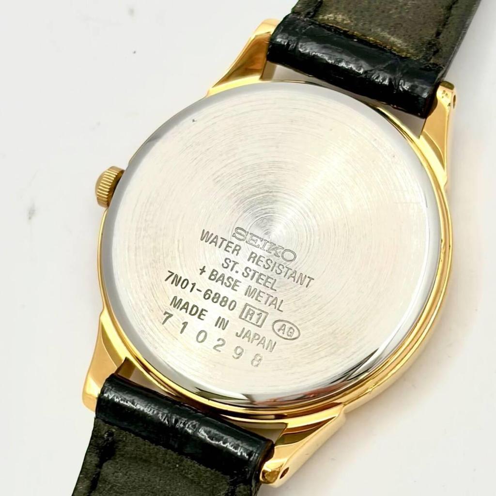 Used [Pair watch/Good condition/New Battery] SEIKO Men's Women's Watch Gold 7N01-6890 2D0057 7N01-6880 710298 Genuine Belt