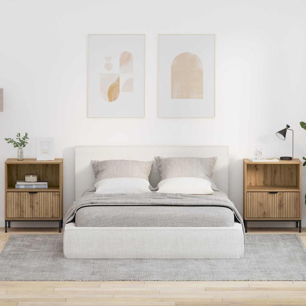 Nightstand Set of 2 Artisan Oak Finish 49 x 36 x 61 cm Engineered Wood