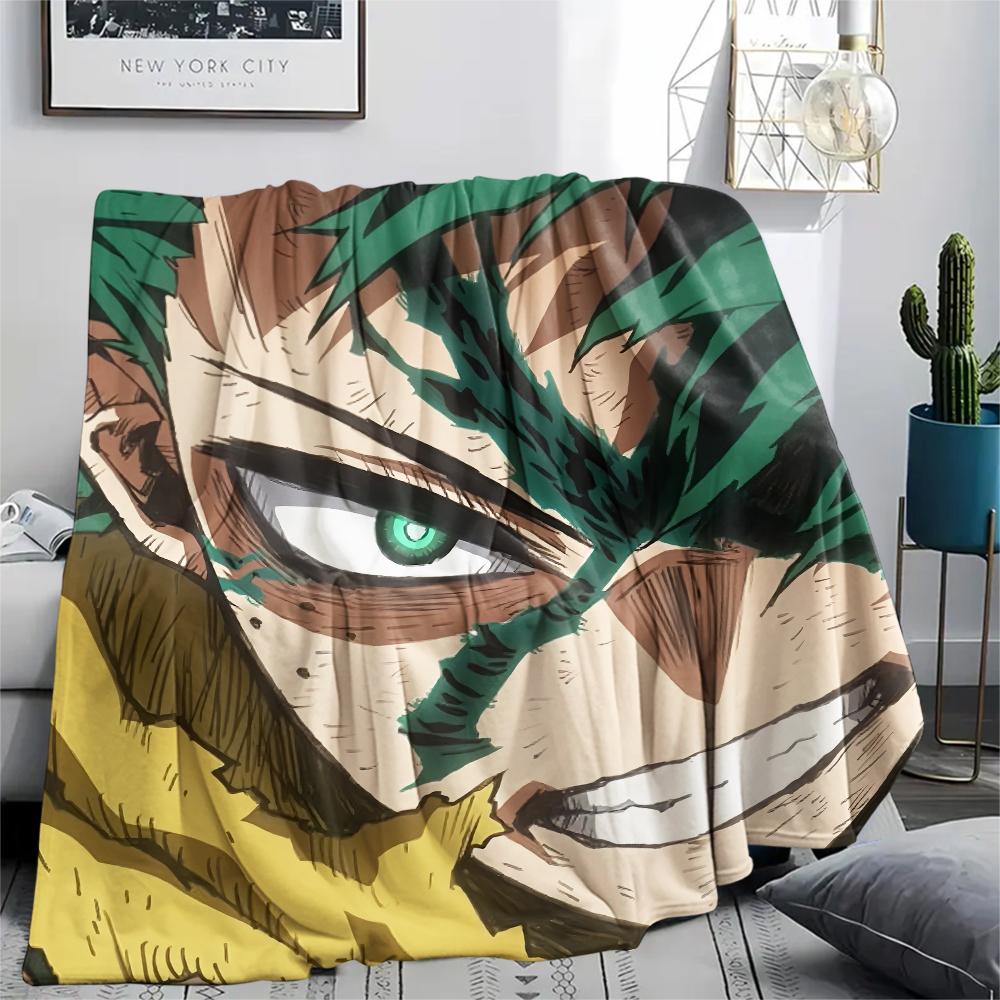My Hero Academia Izuku Pattern Flannel Blanket, High Quality Comfortable for All Seasons, Home Decor, Warmth and Comfort, Perfect for Gifts.