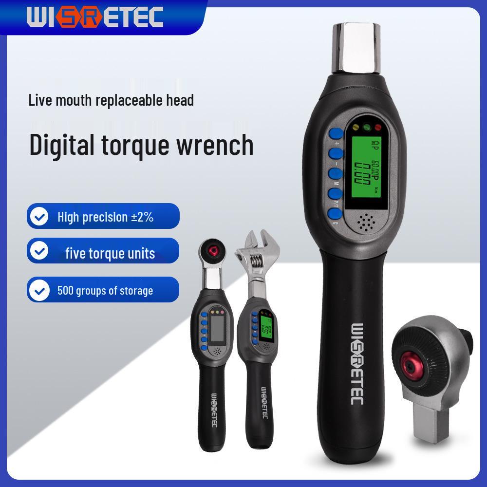 Adjustable High-Precision Digital Torque Wrench with Interchangeable Head