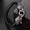 Unique Viking Wolf Leather Bracelet Handmade Mens Rope Wristband Fashion Jewelry