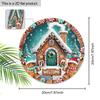 Christmas Gingerbread House Welcome Round Wooden Hanging Sign, 2D Flat Printed Wall Door Ornament, Xmas Home Holiday Decor Gift
