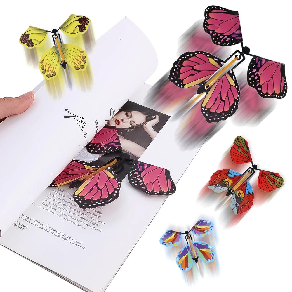 5/1Pcs Random Color Magic Fairy Flying Butterfly Children Toys Transformation Wind Up Butterfly Toy Surpris Gift For Kids Child