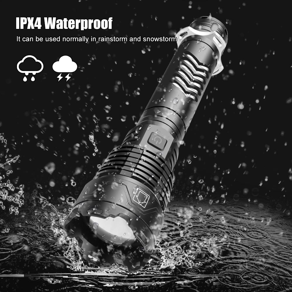 Waterproof Super Bright XHP160 LED Flashlight High Power Torch 5 Modes USB Rechargeable Lantern Emergency Spotlights