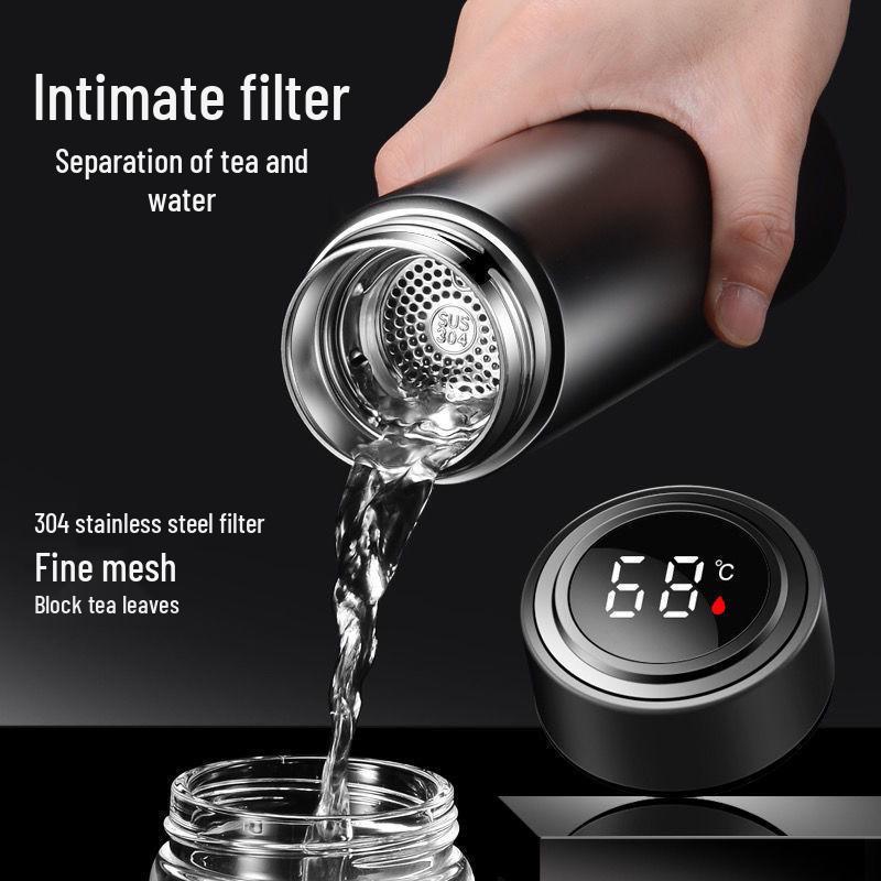 Herren Smarte Anzeige Isolierte Edelstahl-Teekanne mit Sieb
