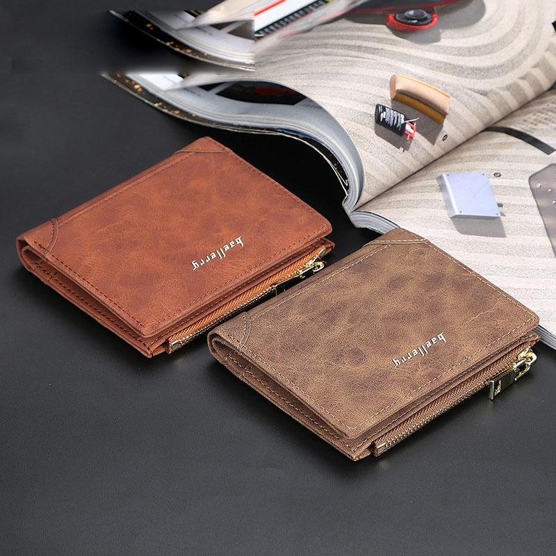 Suport pentru carduri pentru bărbați tineri, cu fermoar, din piele PU, portofel scurt, cu mai multe cărți, cadou de zi de naștere pentru iubit