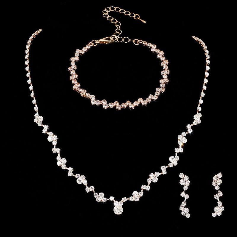 Three-piece Minimalist and Fashionable Jewelry Set. Bride's Necklace. Elegant Accessory.