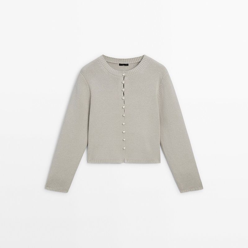 

Весенний Минималистичный Кардиган на Пуговицах с Круглым Вырезом MD Stone Cyan L